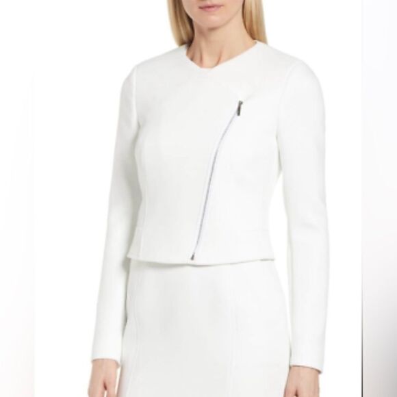 Boss Hugo Boss Womens Juleama Compact Twill Asymmetrical Zip Jacket Sz 14 - Picture 9 of 11